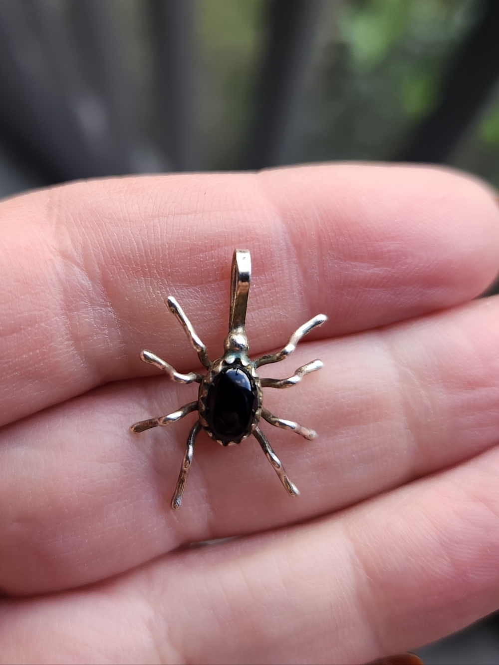 Handmade Sterling Silver 925 Vintage Native American Black Spider Charm Pendant